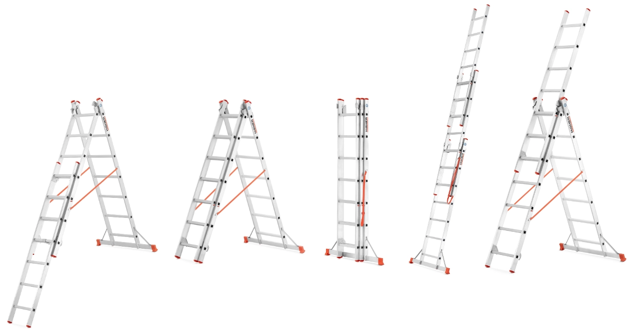 Drabina aluminiowa profesjonalna wielofunkcyjna HIGHER 3x9 seria 73PRO — 9