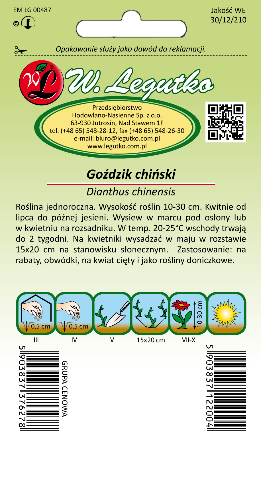Nasiona Goździk chiński mieszanka, 1g — 2