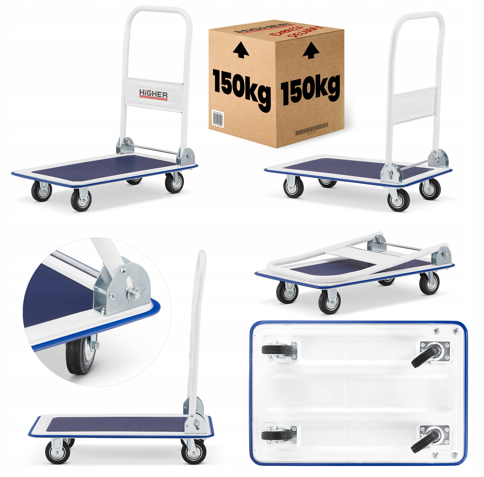 Wózek platformowy towarowy składany transportowy magazynowy HIGHER 150kg — 12