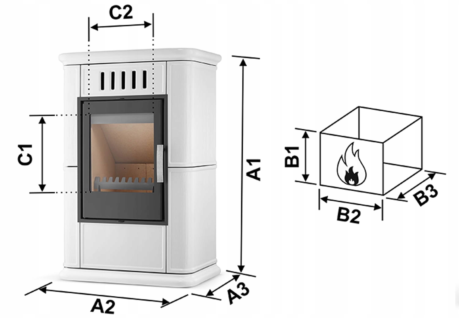 Piec kominek kaflowy piecyk koza wkład kominkowy OLBIA Ivory 6,3 kW CDP — 6