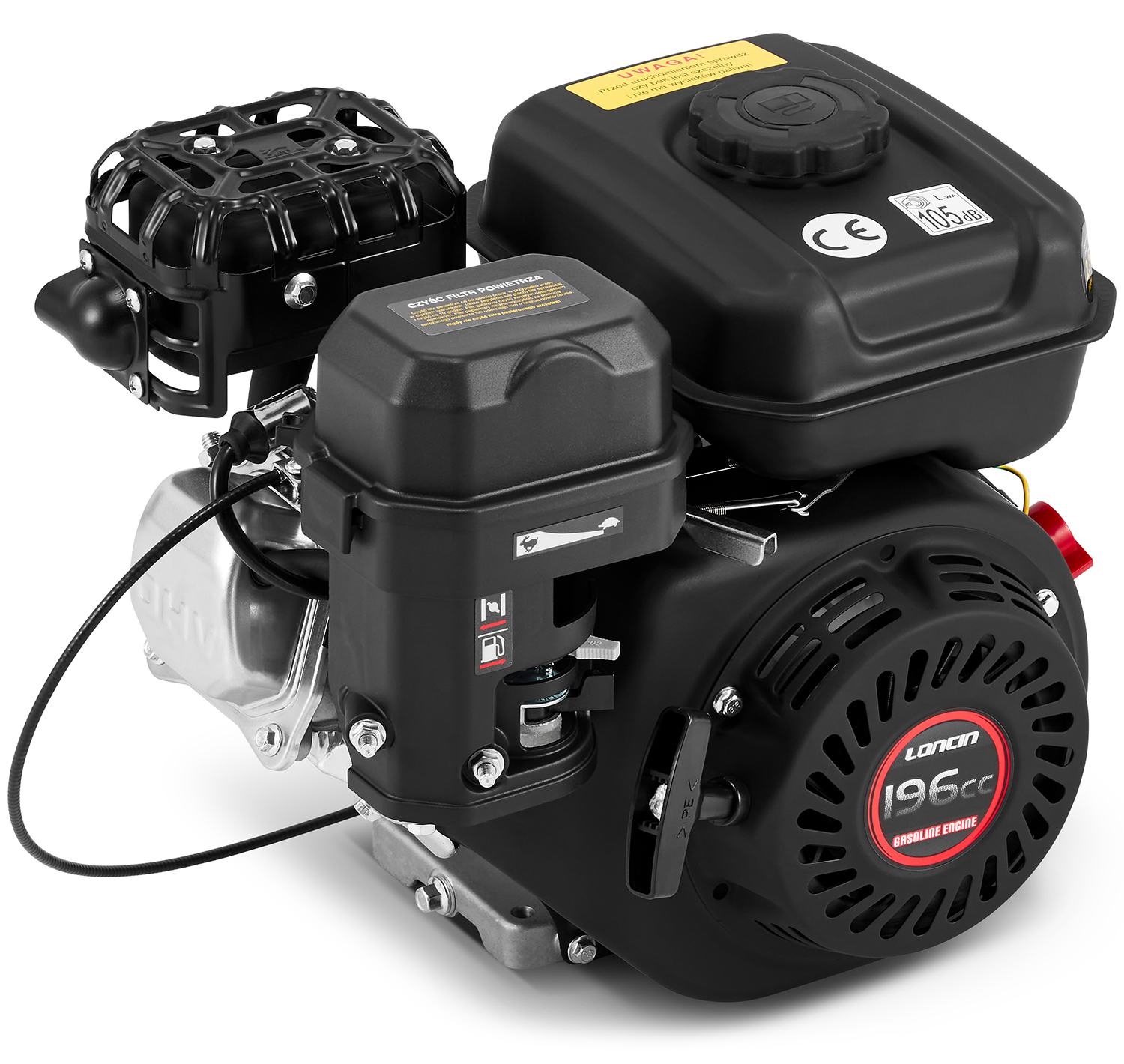 Silnik benzynowy spalinowy motor LONCIN H200 196cc 6,5KM wałek 20 mm — 6