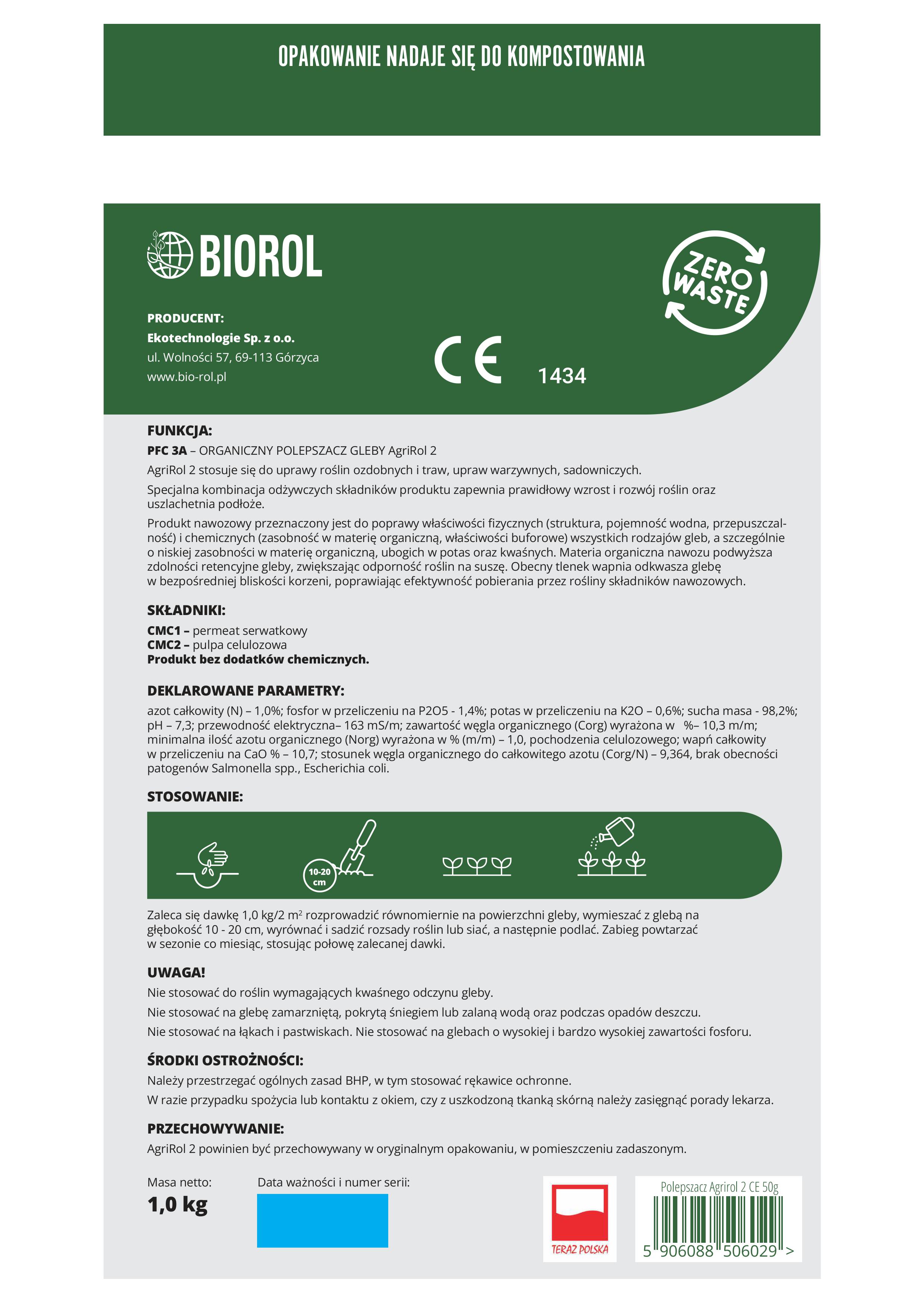 Nawóz BIOROL Uniplantum 1kg do roślin doniczkowych i tarasowych — 2