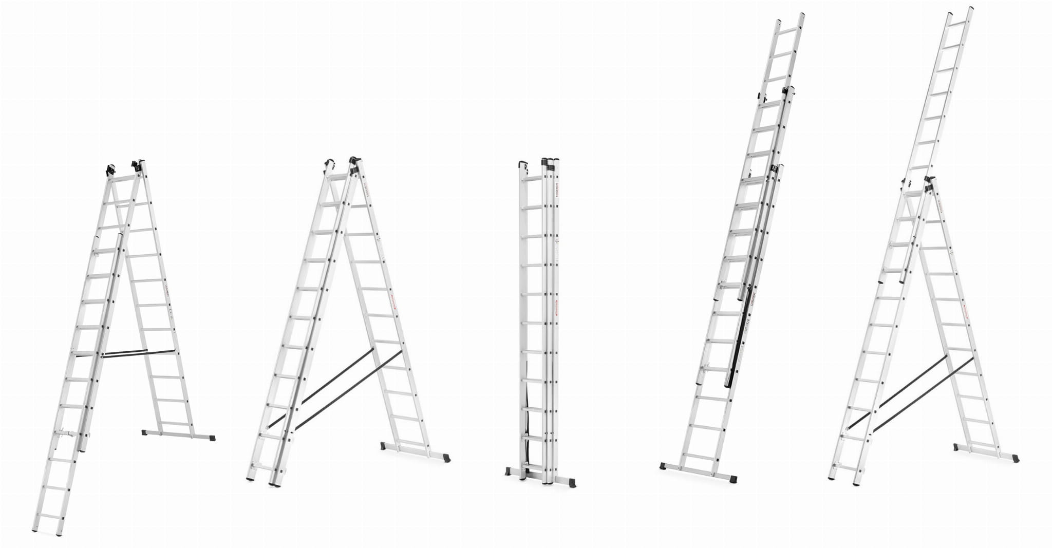 Drabina aluminiowa wielofunkcyjna 3x12 na schody HIGHER 150kg uniwersalna — 2