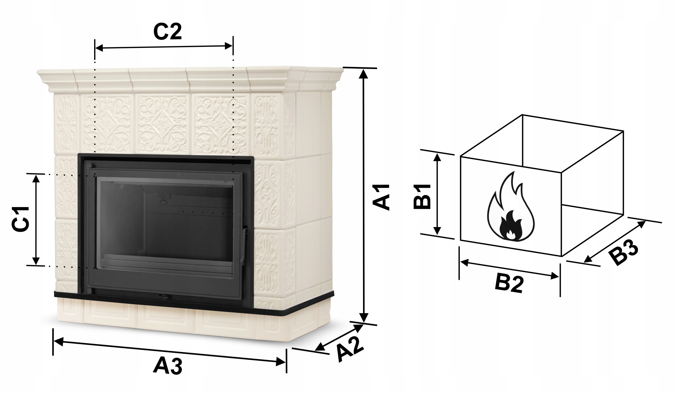Piec kominek piecyk koza kaflowy ceramiczny obudowa kominkowa MALLORCA — 5
