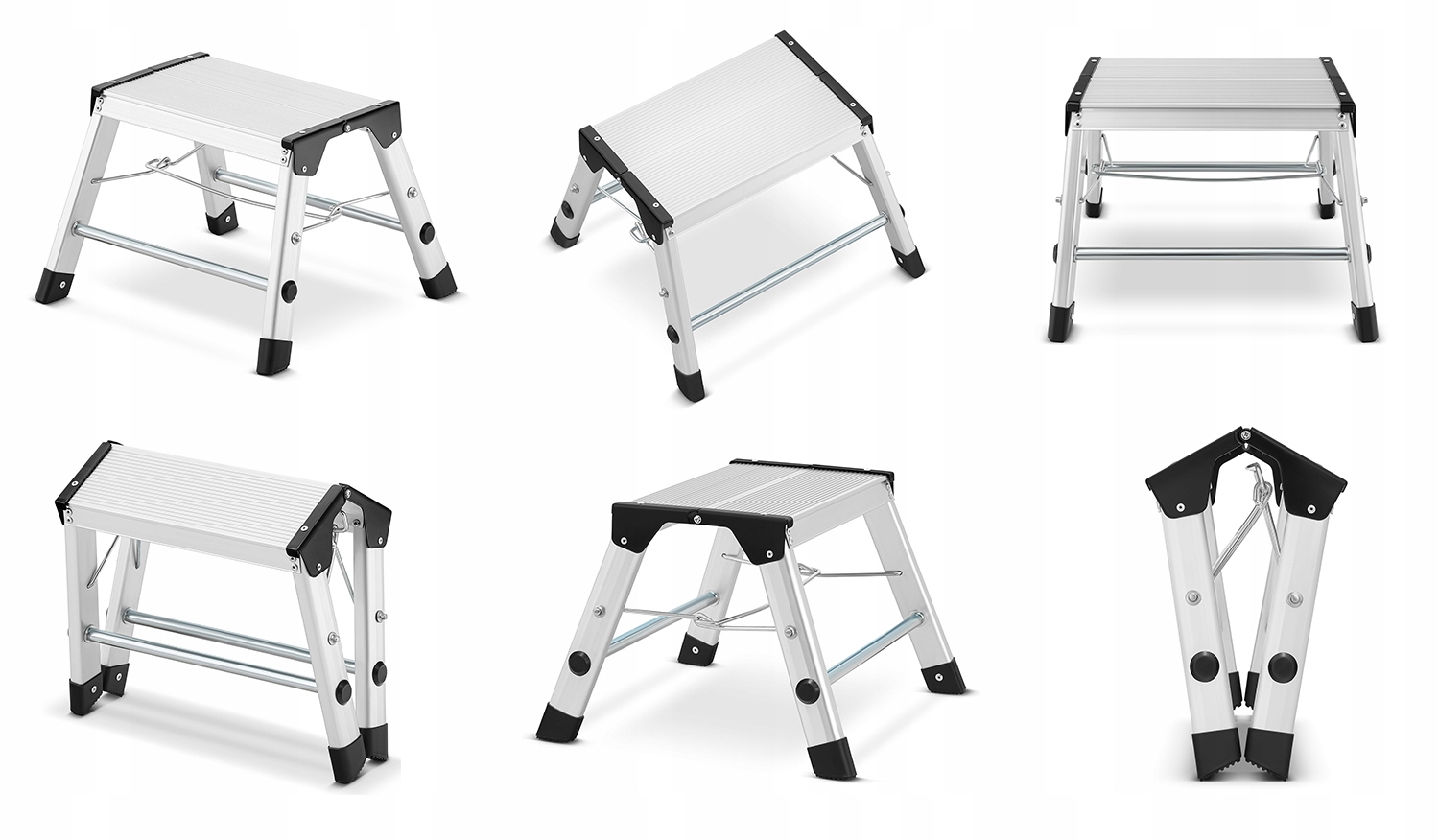 Drabina aluminiowa 2x2 domowa stołek taboret schodki podnóżek HIGHER ML-401 — 10