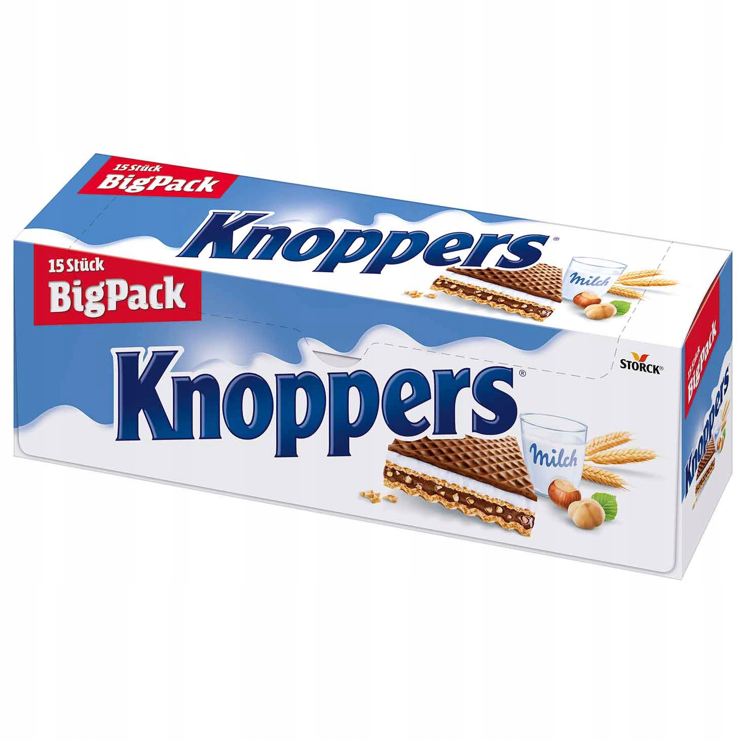 Knoppers Big Pack wafelki orzechowe kakaowe z kremem z Niemiec 15x25g