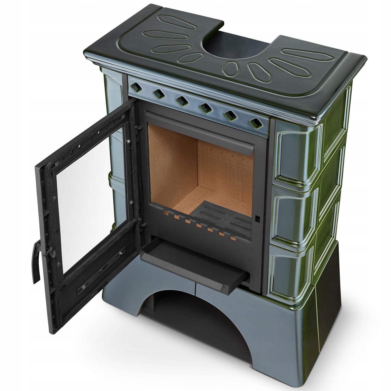 Piec kominek kaflowy wolnostojący koza ATOL 10 kW kolor olive — 3