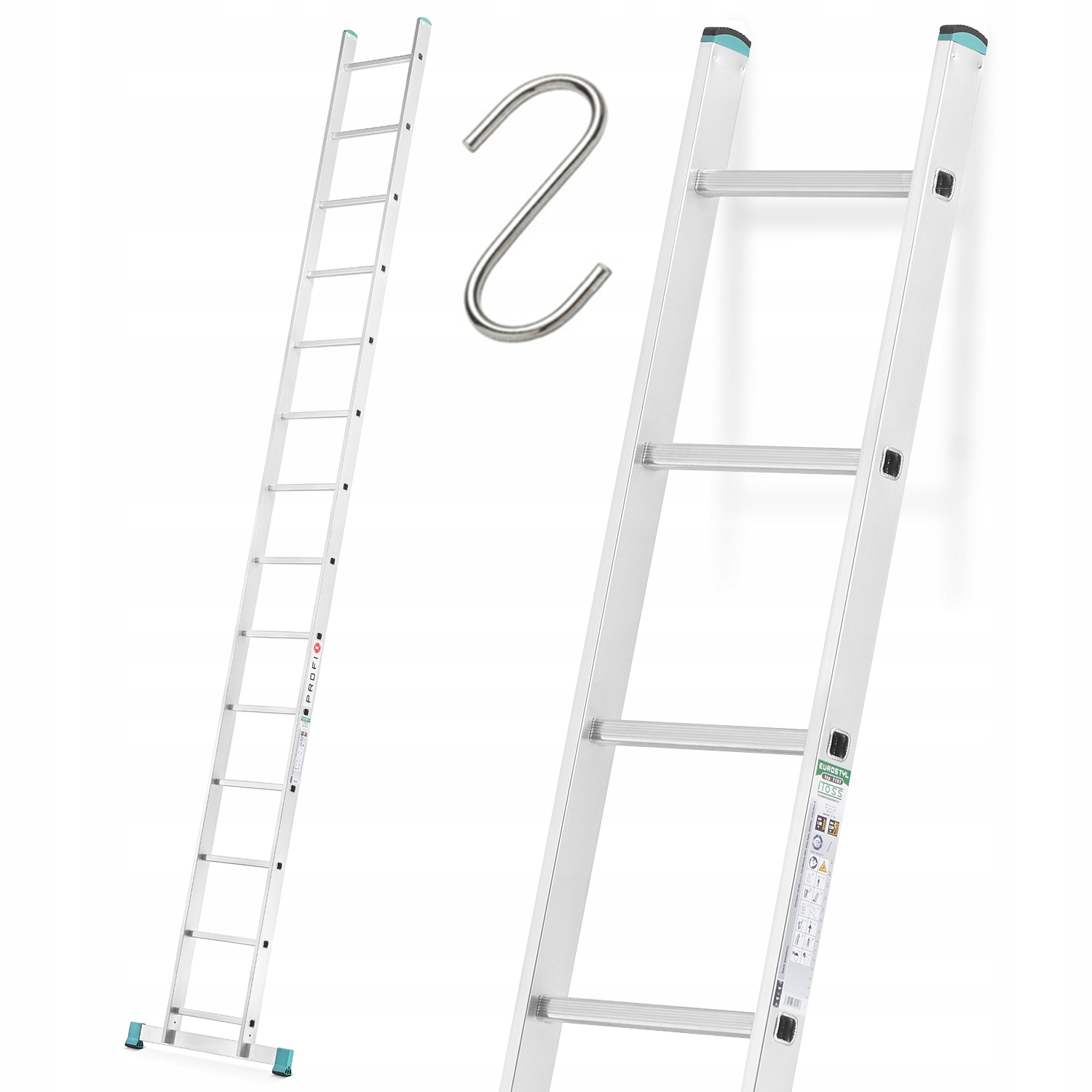 Drabina aluminiowa przystawna ALOSS mocna TUV 1x14 - 3,98m + stabilizator