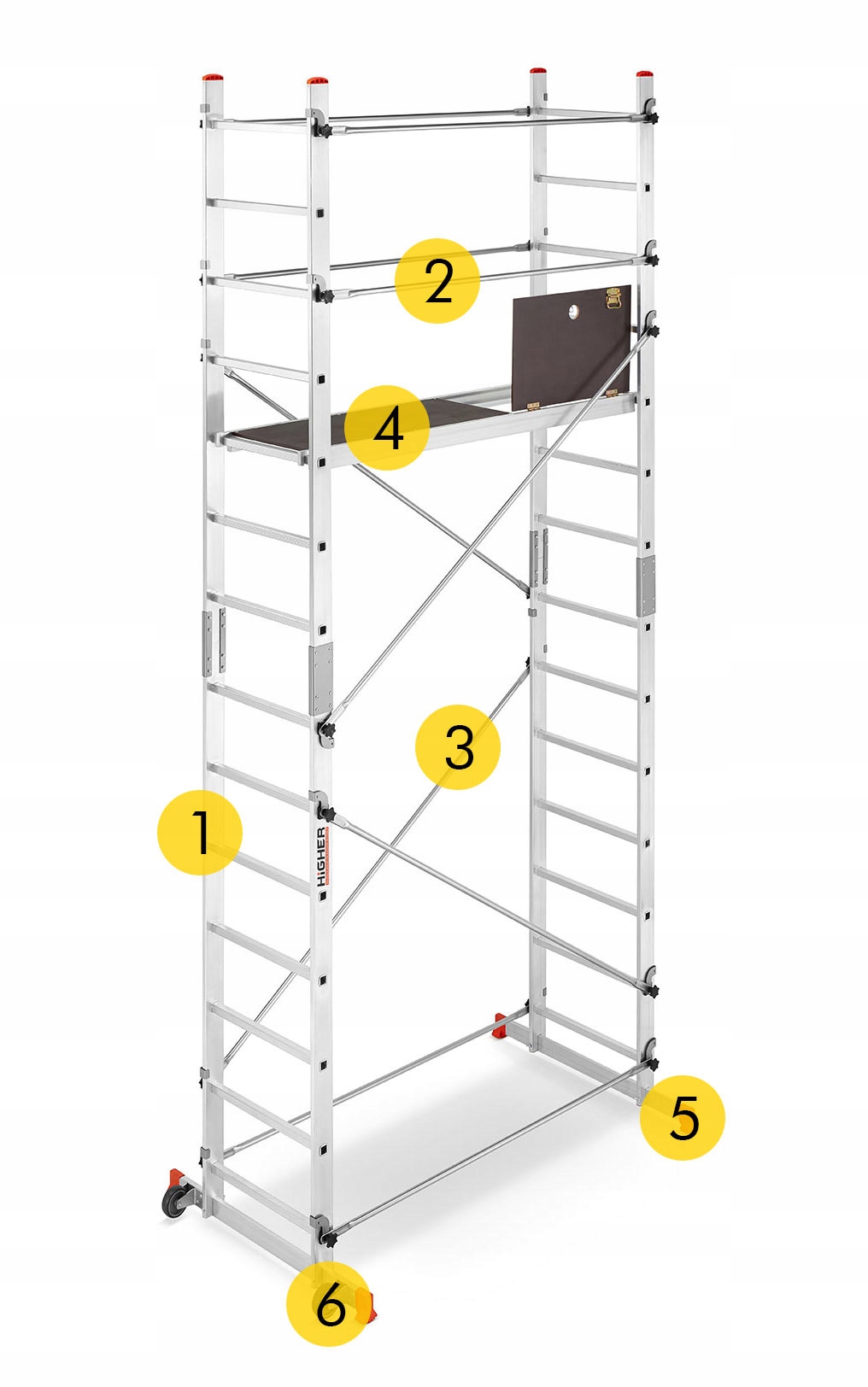 Rusztowanie aluminiowe jezdne drabinowe HIGHER Addy wysokośc robocza 4,70m — 16