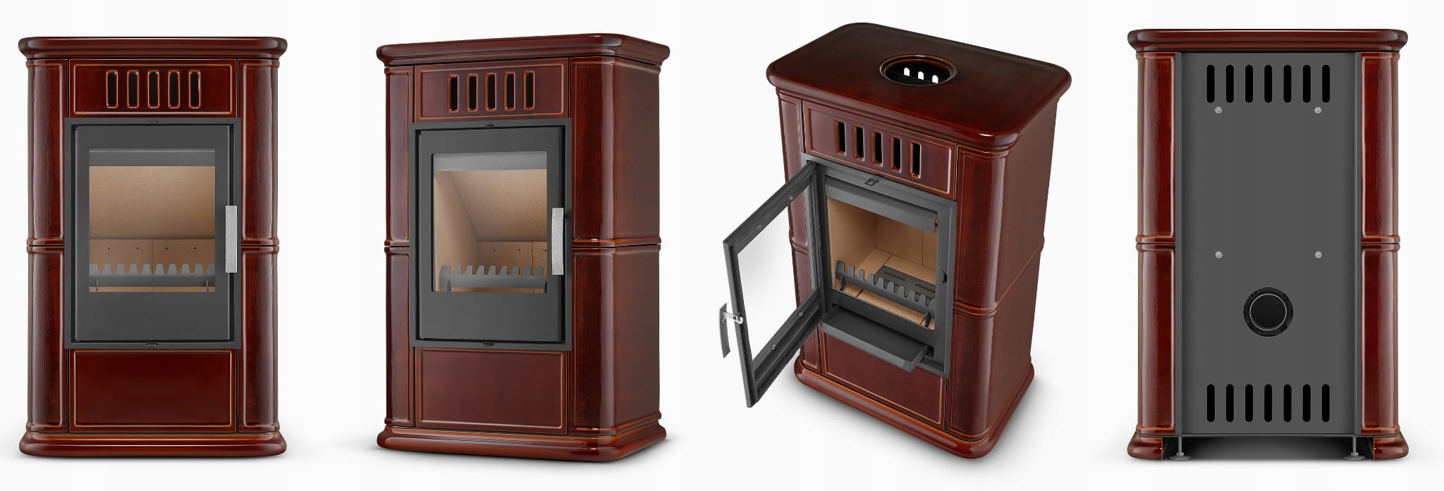 Piec kominek kaflowy piecyk koza wkład kominkowy OLBIA Brown 6,3 kW CDP — 6
