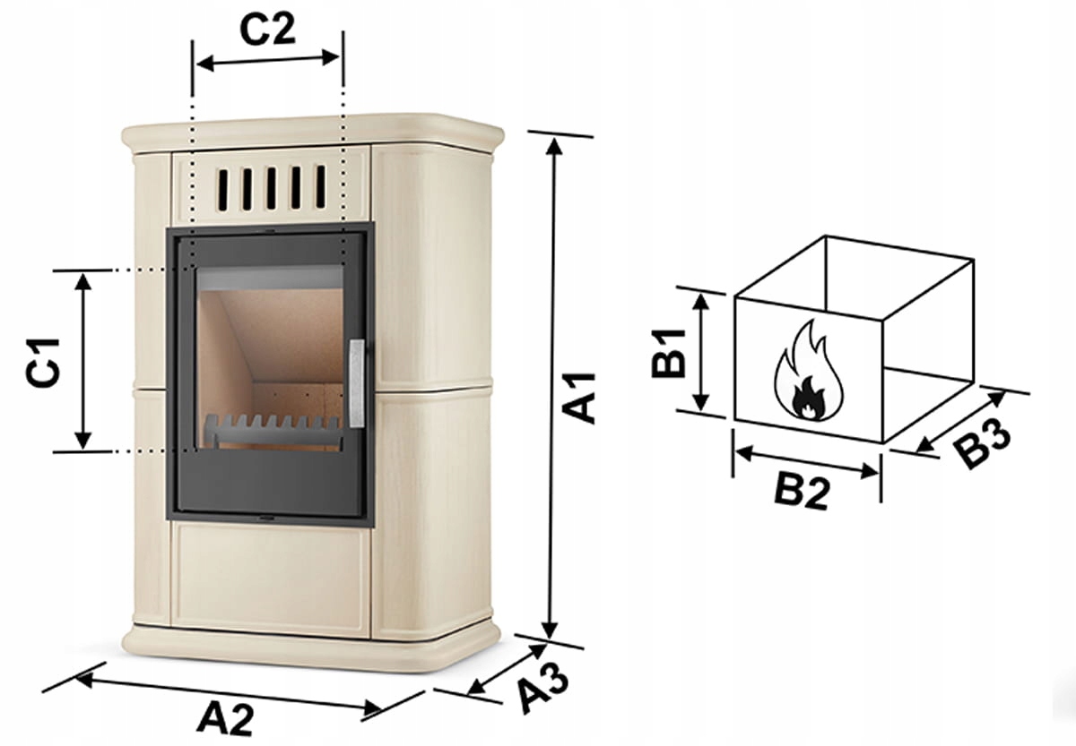 Piec kominek kaflowy piecyk koza wkład kominkowy OLBIA Cappuccino 6,3 kW — 9