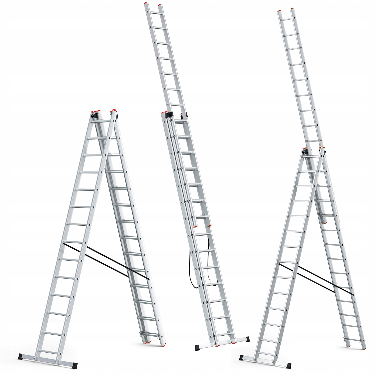 Drabina aluminiowa wielofunkcyjna 3x14 HIGHER na schody PRO + GRATIS