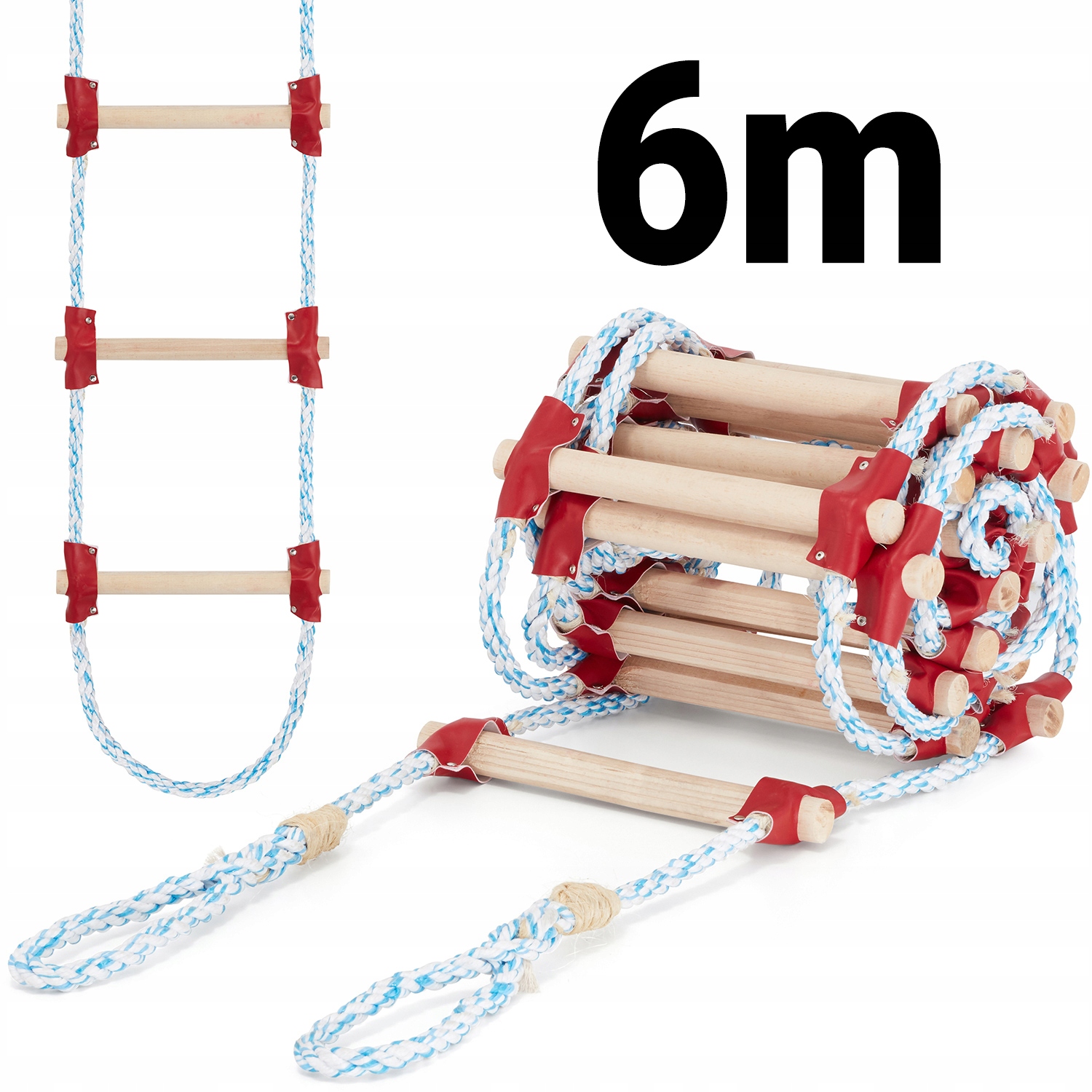 Drabina sznurowa linowa na dach ATESTOWANA 6m dekarska pleciona