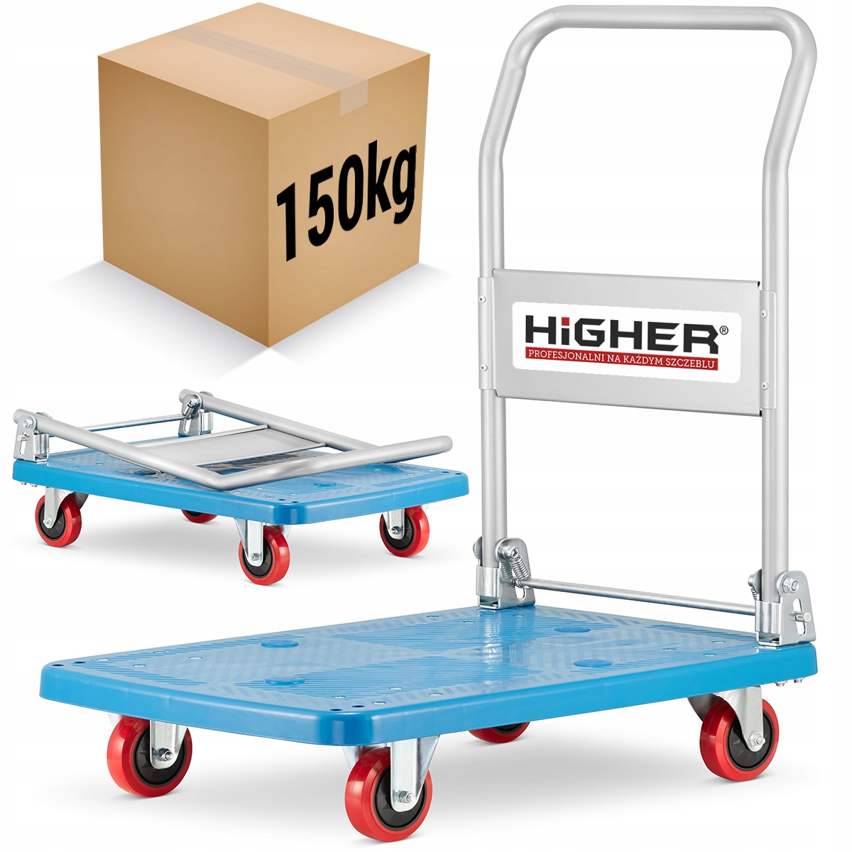 Wózek platformowy towarowy składany transportowy magazynowy HIGHER 150kg