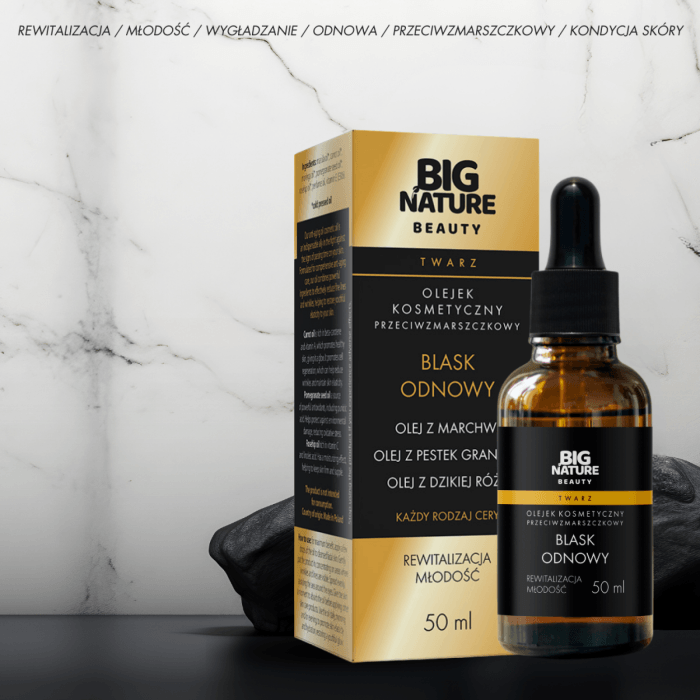 Olejek do twarzy PRZECIWZMARSZCZKOWY (olej z marchwi, granatu, róży) 50ml - BIG NATURE BEAUTY