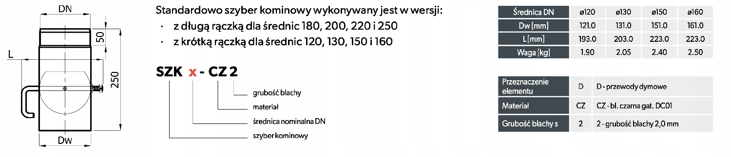 Szyber żaroodporny kominowy stalowy do pieca fi 120 mm DARCO — 4