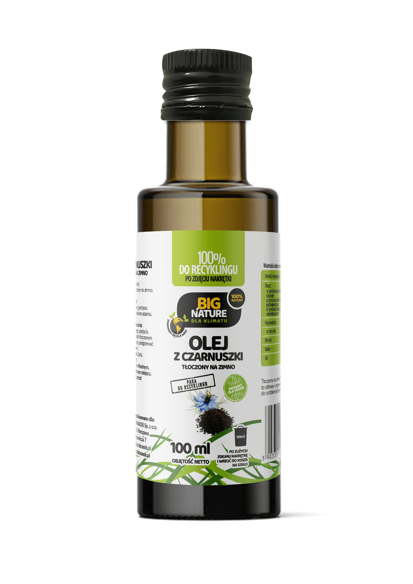 Olej z czarnuszki tłoczony na zimno 100ml - BIG NATURE