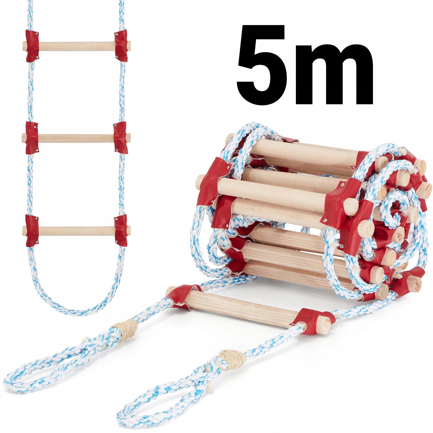 Drabina sznurowa linowa na dach ATESTOWANA 5m dekarska pleciona