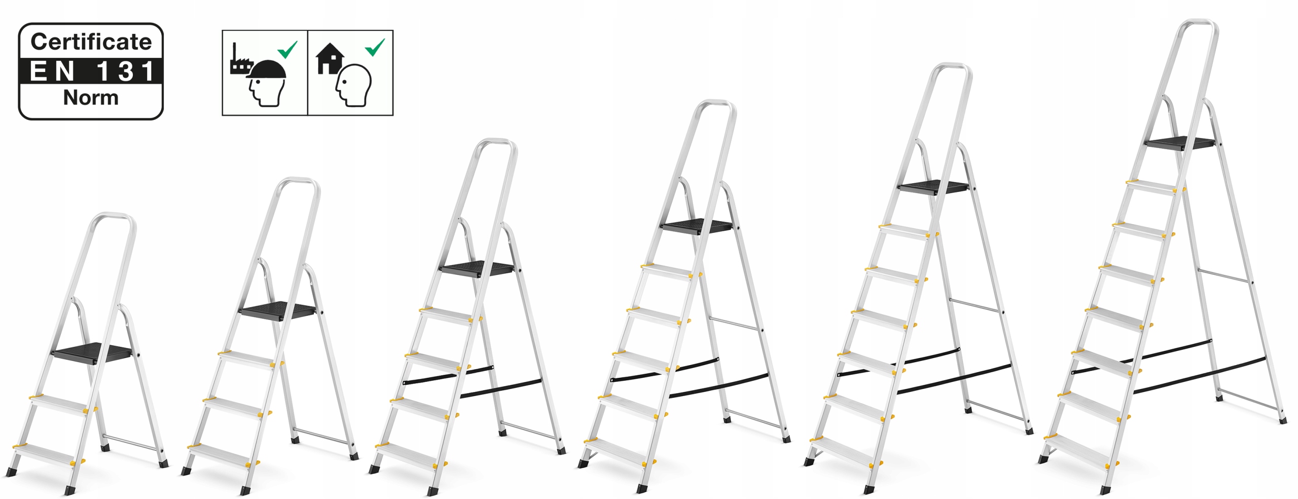 Drabina aluminiowa domowa jednostronna profesjonalna HIGHER 3 stopnie 150kg — 9