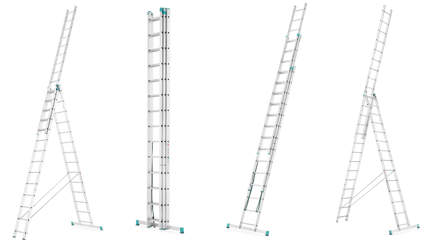 Drabina aluminiowa 3x14 wielofunkcyjna MOCNA 9,09 m uniwersalna udźwig 120 kg — 5