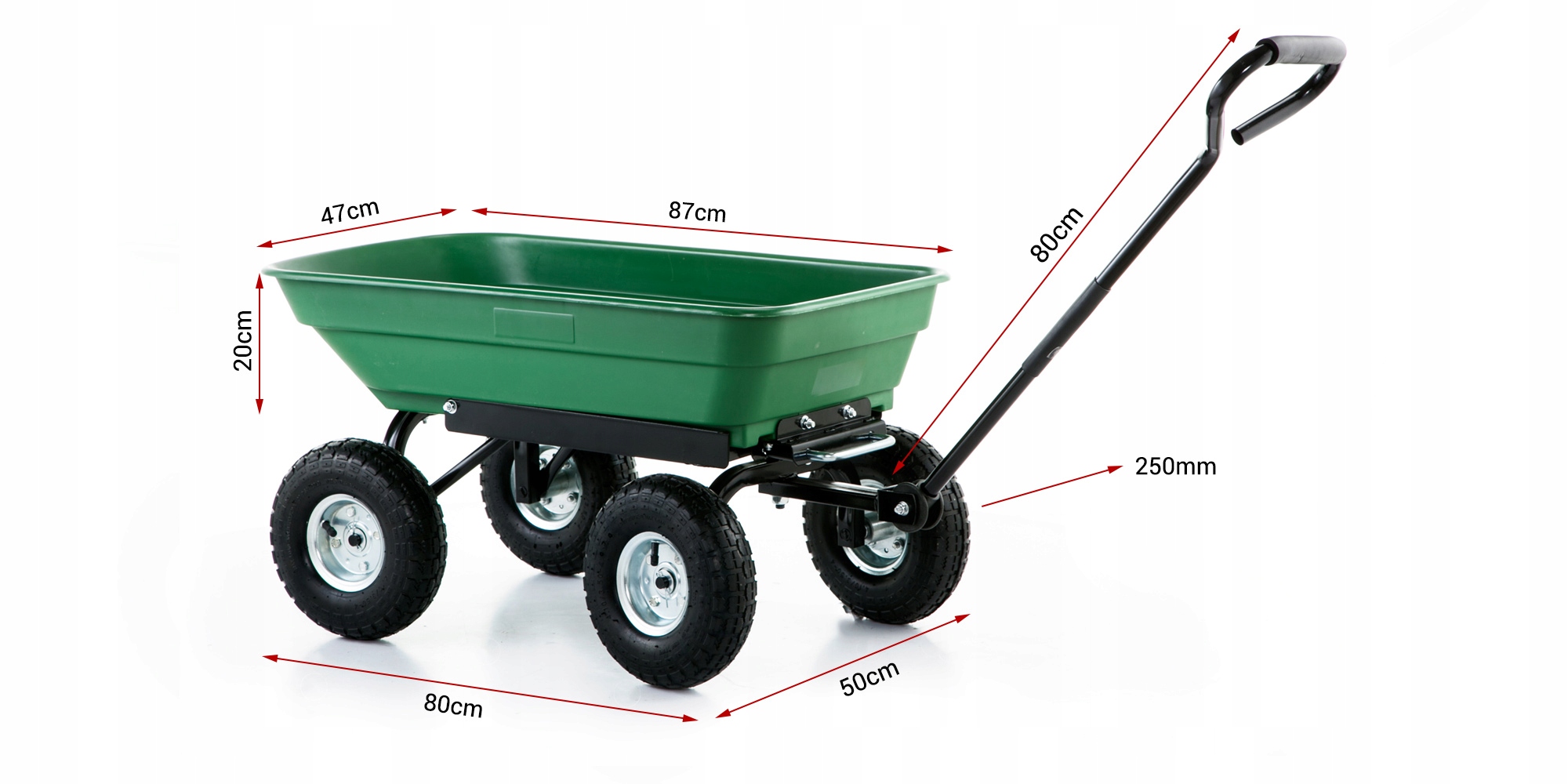 Wózek ogrodowy transportowy taczka przyczepka wywrotka HIGHER 350kg 75L — 15