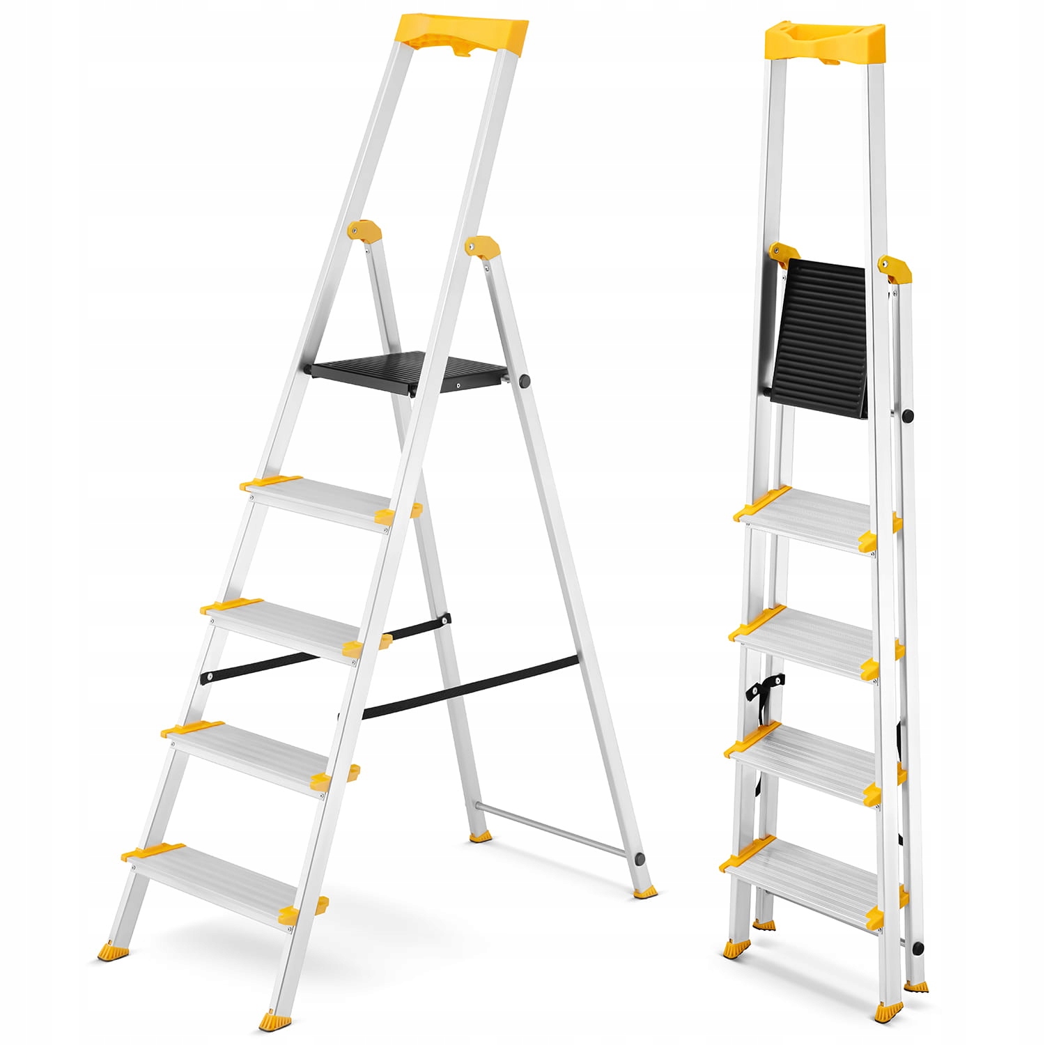 Drabina aluminiowa jednostronna 5 stopniowa DRABEST MAX szerokie stopnie