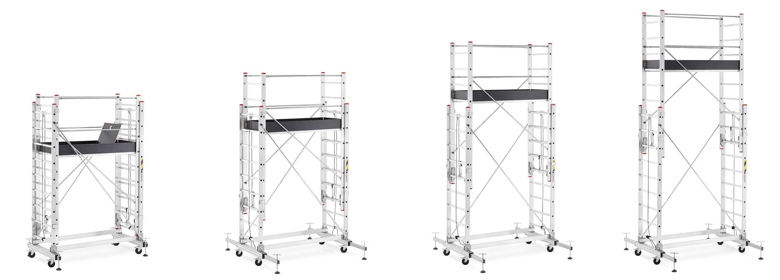 Rusztowanie aluminiowe jezdne wysuwane z linką składane HIGHER 2x7 4,3m — 2