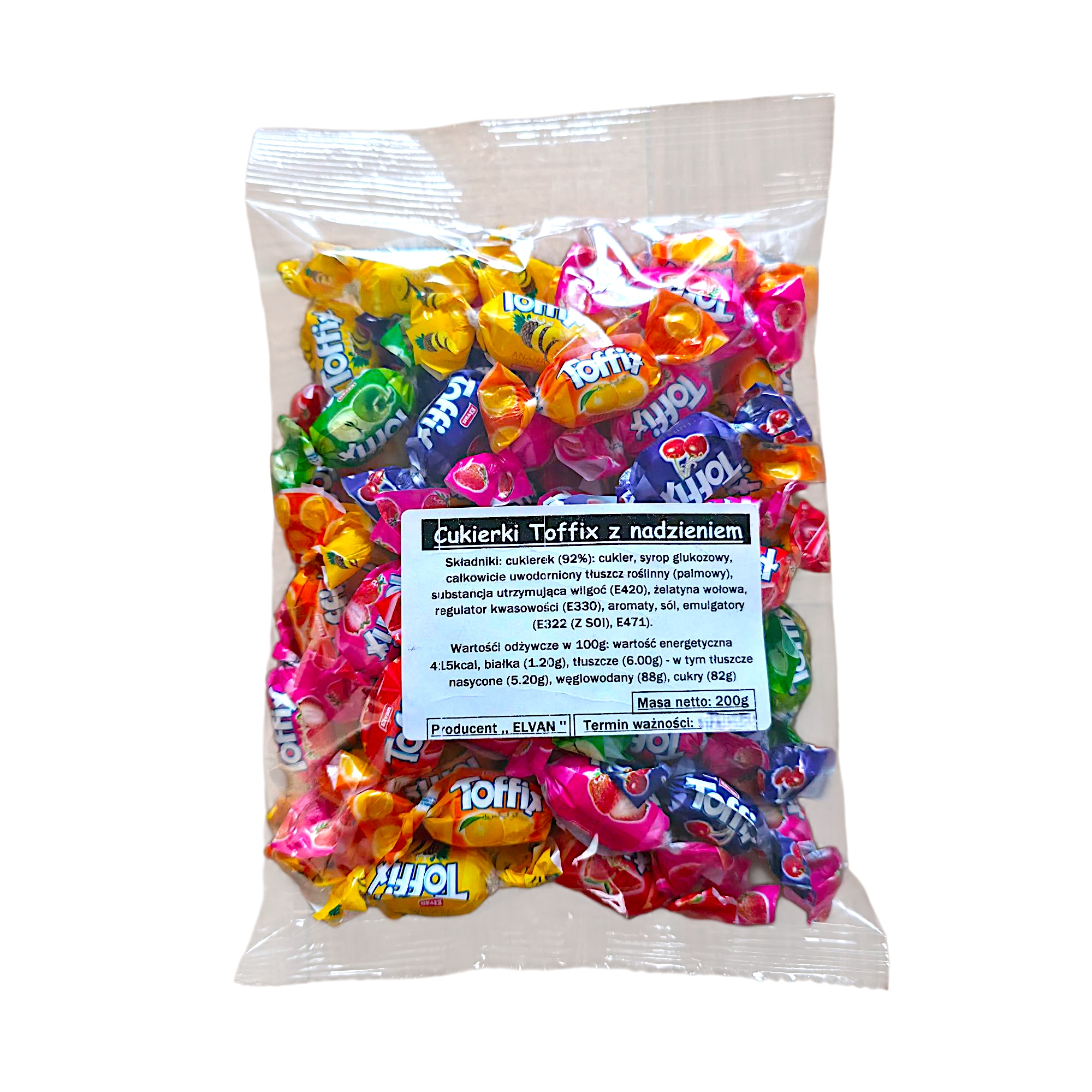 Cukierki Toffix z nadzieniem owocowym Elvan 200g