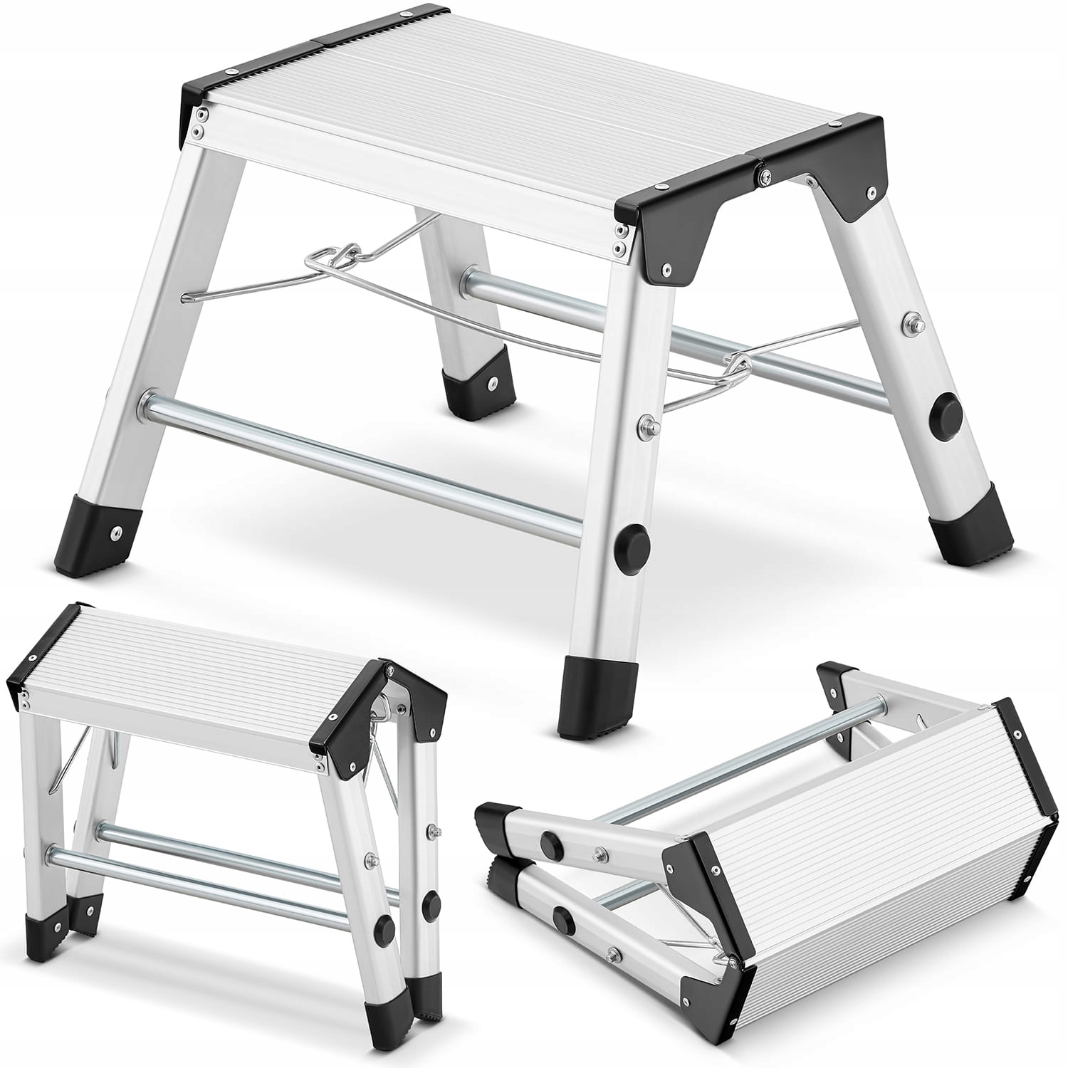 Drabina aluminiowa 2x2 domowa stołek taboret schodki podnóżek HIGHER ML-401