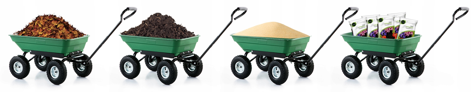 Wózek ogrodowy transportowy taczka przyczepka wywrotka HIGHER 350kg 75L — 2