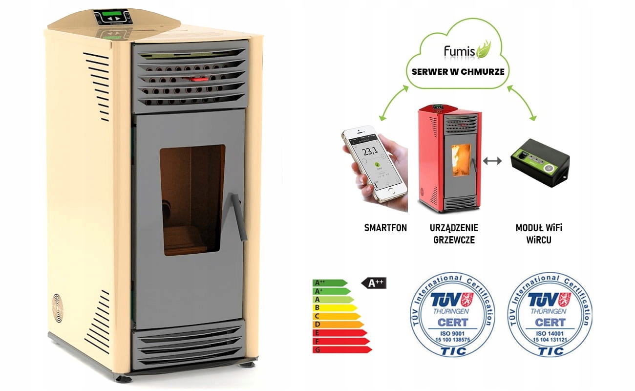 Piec kominek koza powietrzny ekologiczny na pellet Eko Design HELENA 8kW — 2