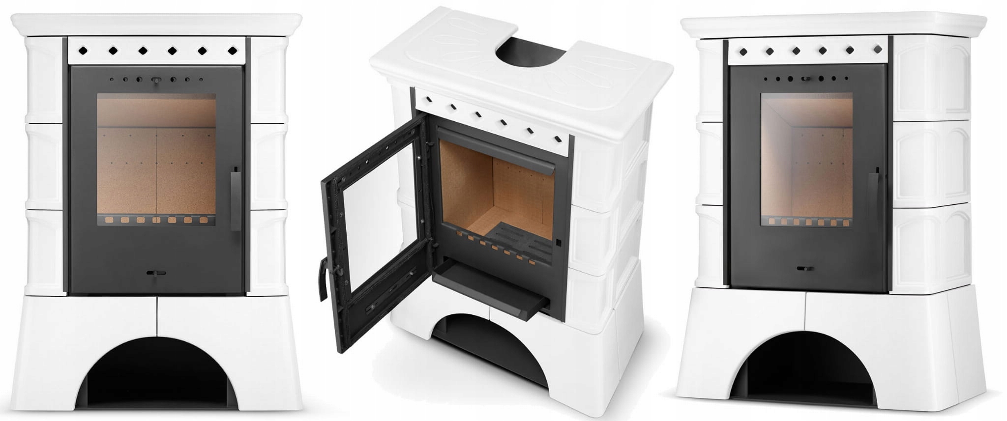 Piec kominek kaflowy wolnostojący koza ATOL 10 kW kolor ivory — 4