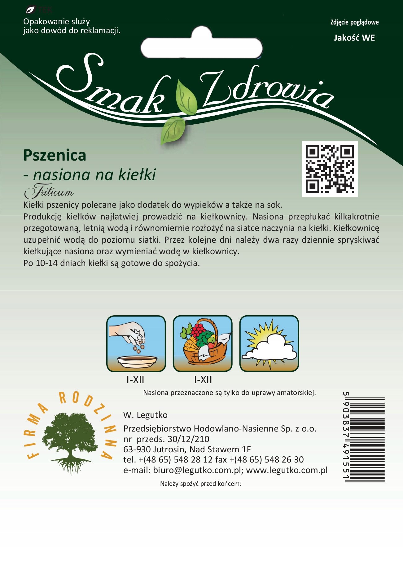 Nasiona na kiełki, pszenica, 50g — 2