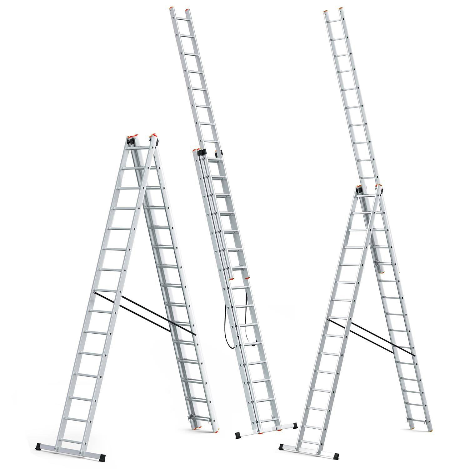 Drabina aluminiowa wielofunkcyjna 3x15 HIGHER na schody PRO + GRATIS