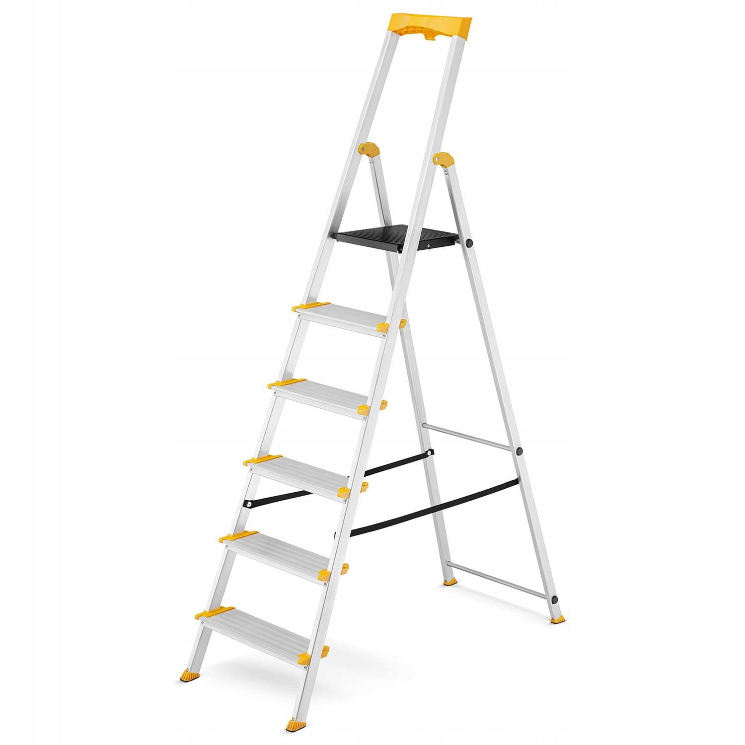Drabina aluminiowa jednostronna 6 stopniowa DRABEST MAX szerokie stopnie — 2