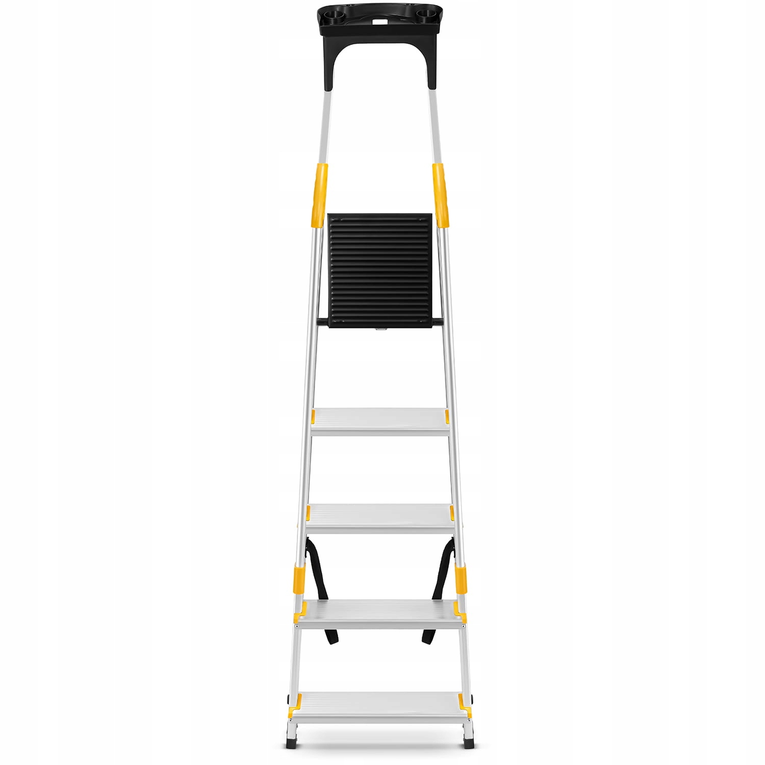 Drabina aluminiowa jednostronna 5 stopniowa z półką i poręczami 150 kg — 5