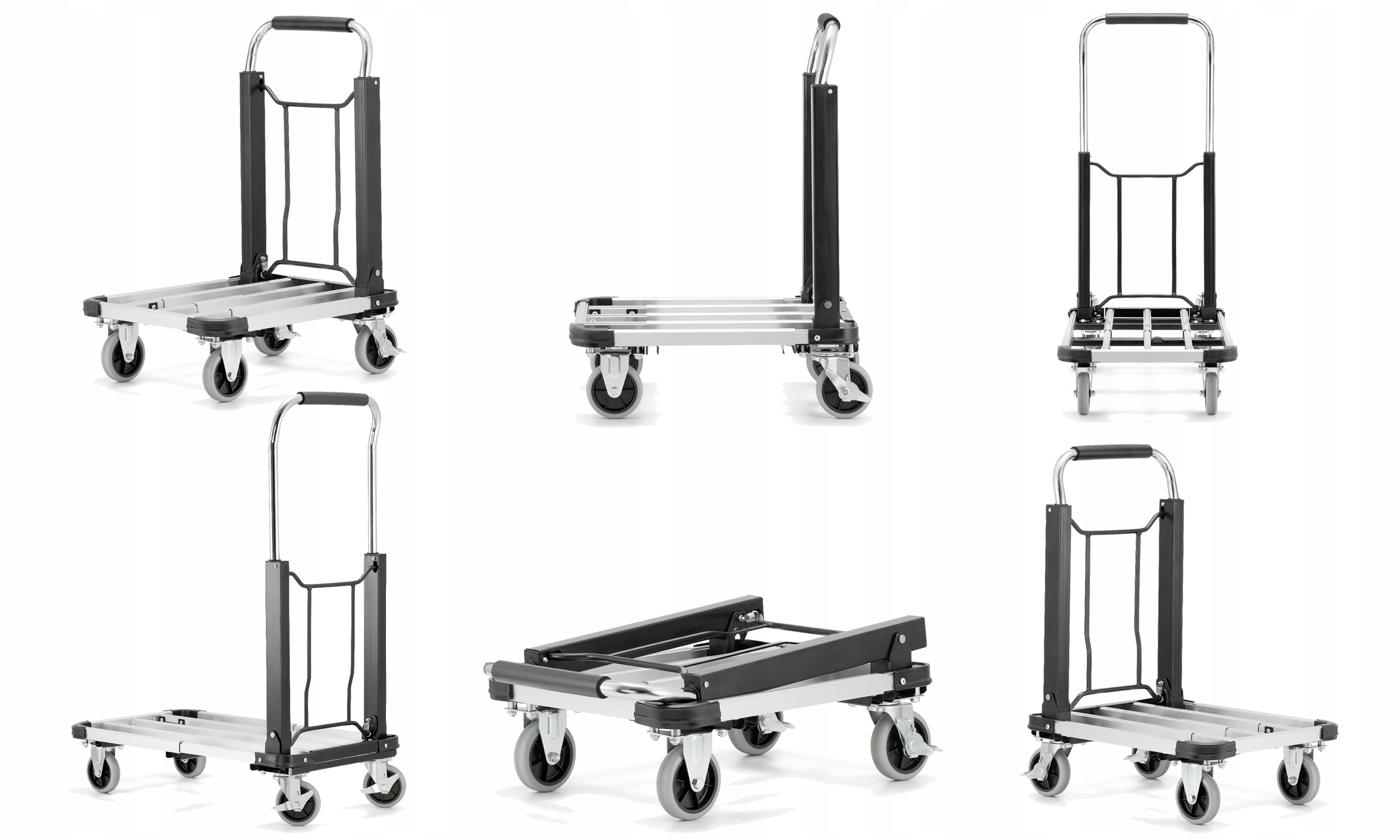 Wózek platformowy aluminiowy składany transportowy magazynowy HIGHER 150kg — 14