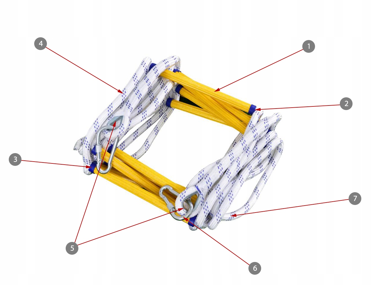 Drabina sznurowa linowa pleciona na dach HIGHER 2m FIBERGLASS dekarska — 2