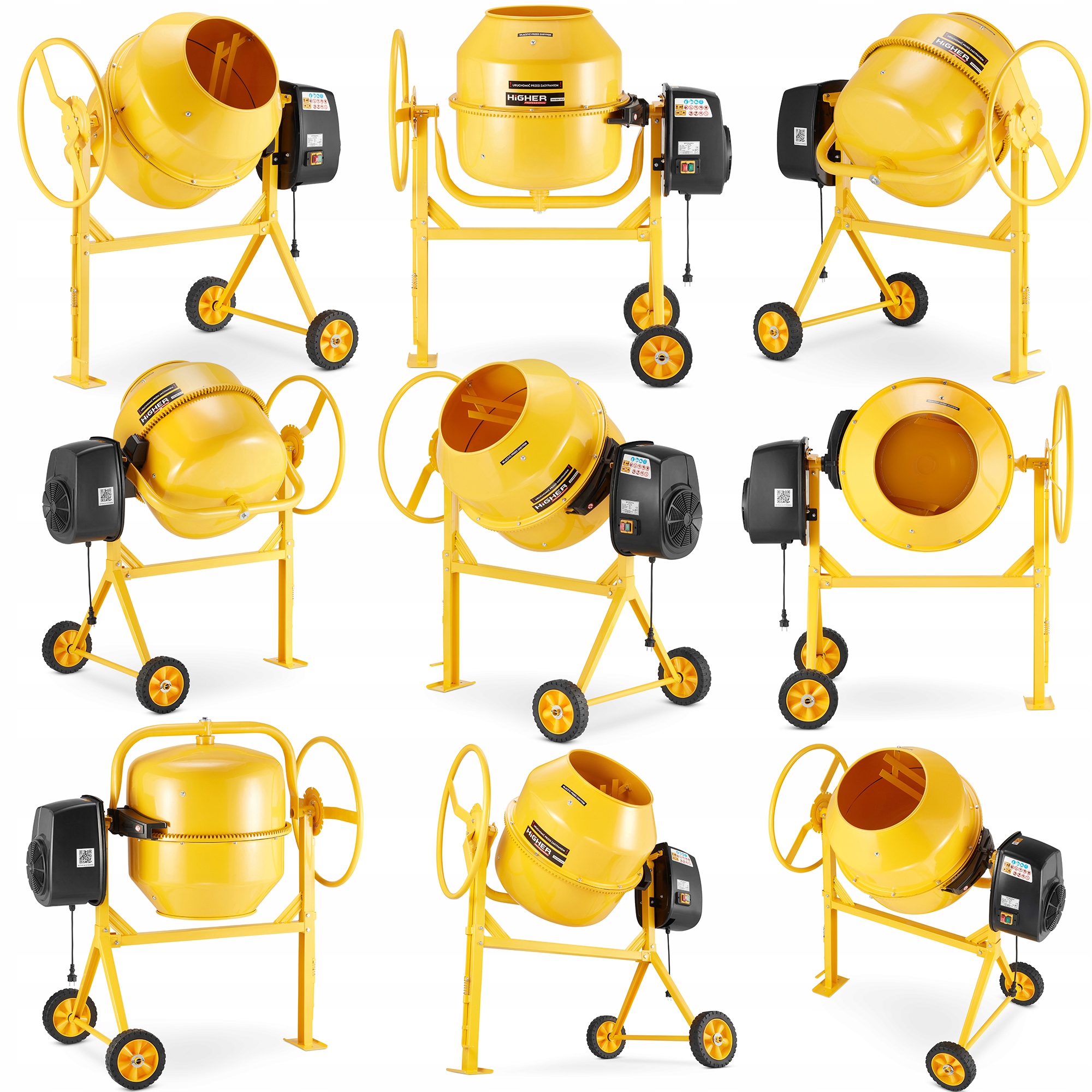 Betoniarka budowlana HIGHER mieszarka 200L 1500W 230V żeliwny wieniec — 10