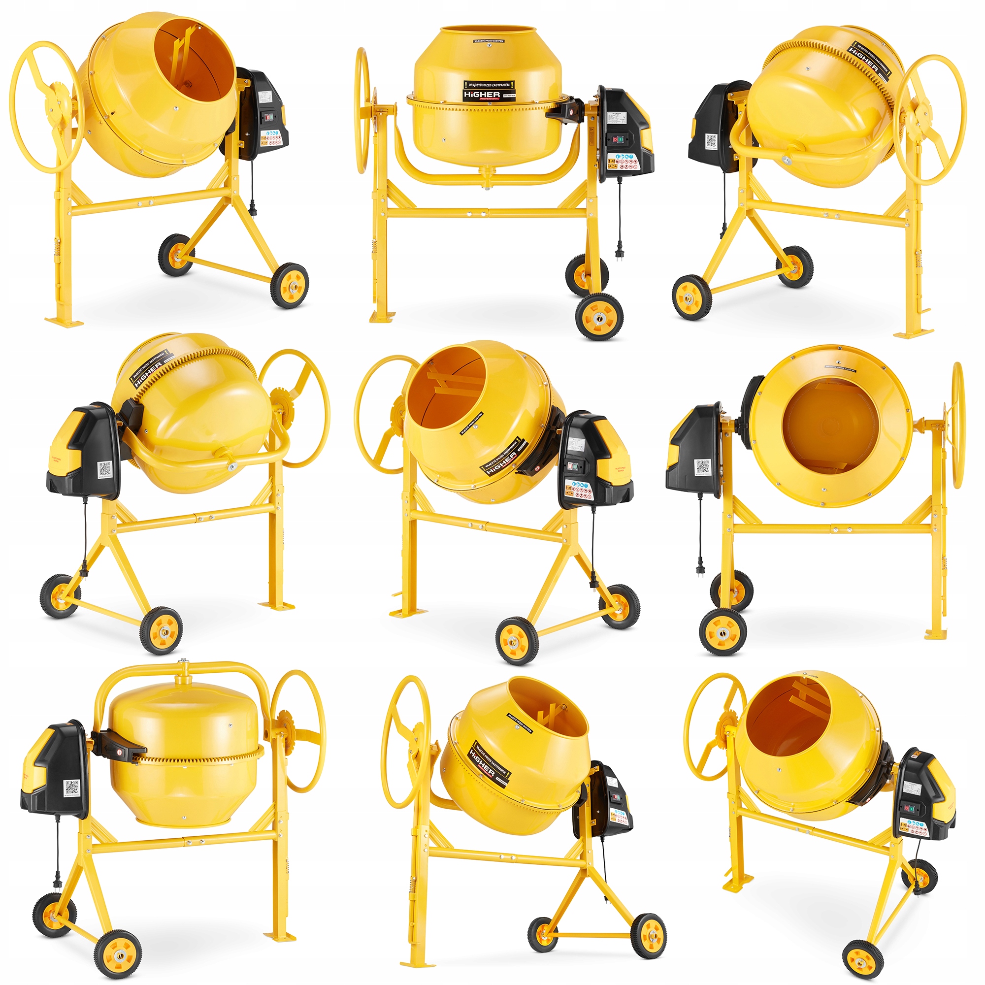 Betoniarka budowlana HIGHER mieszarka 160L 1300W 230V żeliwny wieniec — 10