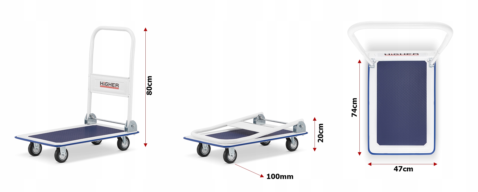 Wózek platformowy towarowy składany transportowy magazynowy HIGHER 150kg — 13