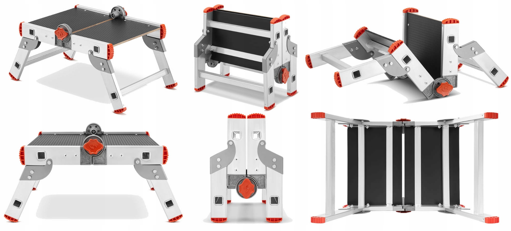 Drabina aluminiowa składana podest roboczy składany taboret podnóżek HIGHER — 10