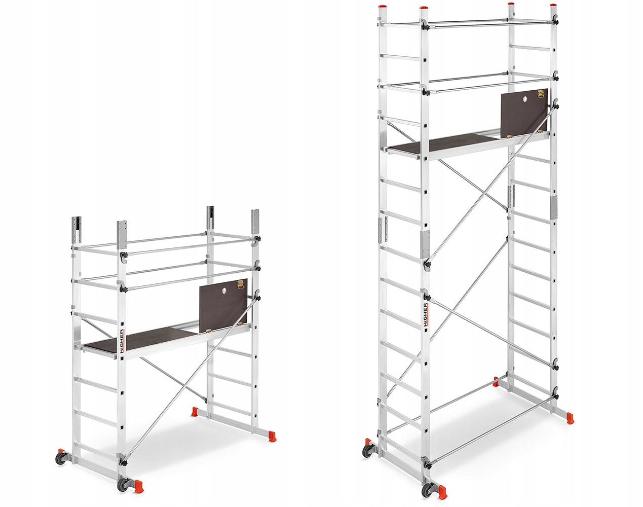 Rusztowanie aluminiowe jezdne drabinowe HIGHER Addy wysokośc robocza 4,70m — 4