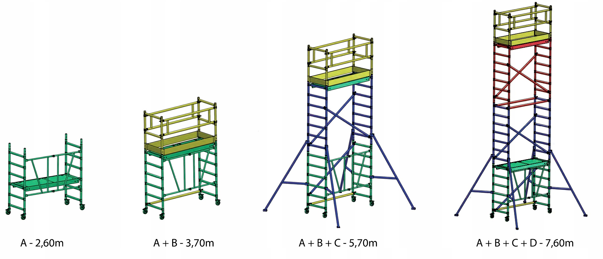 Rusztowanie aluminiowe jezdne składane FARAONE COMPACT XS 160 x 75 cm pakiet A - 2,60 m — 13
