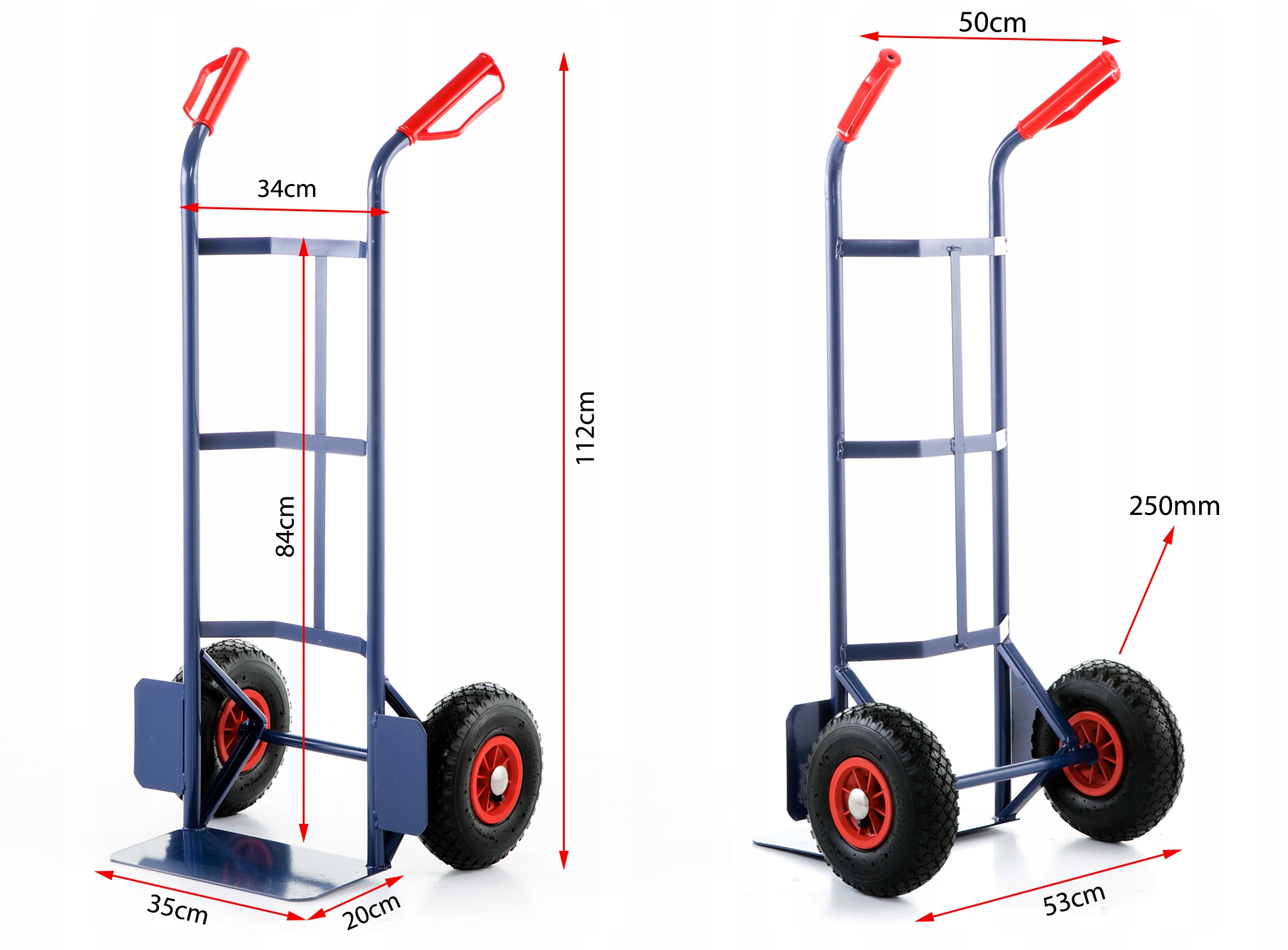 Wózek magazynowy MOCNY transportowy młynarka 200kg kurierski koła pompowane — 11