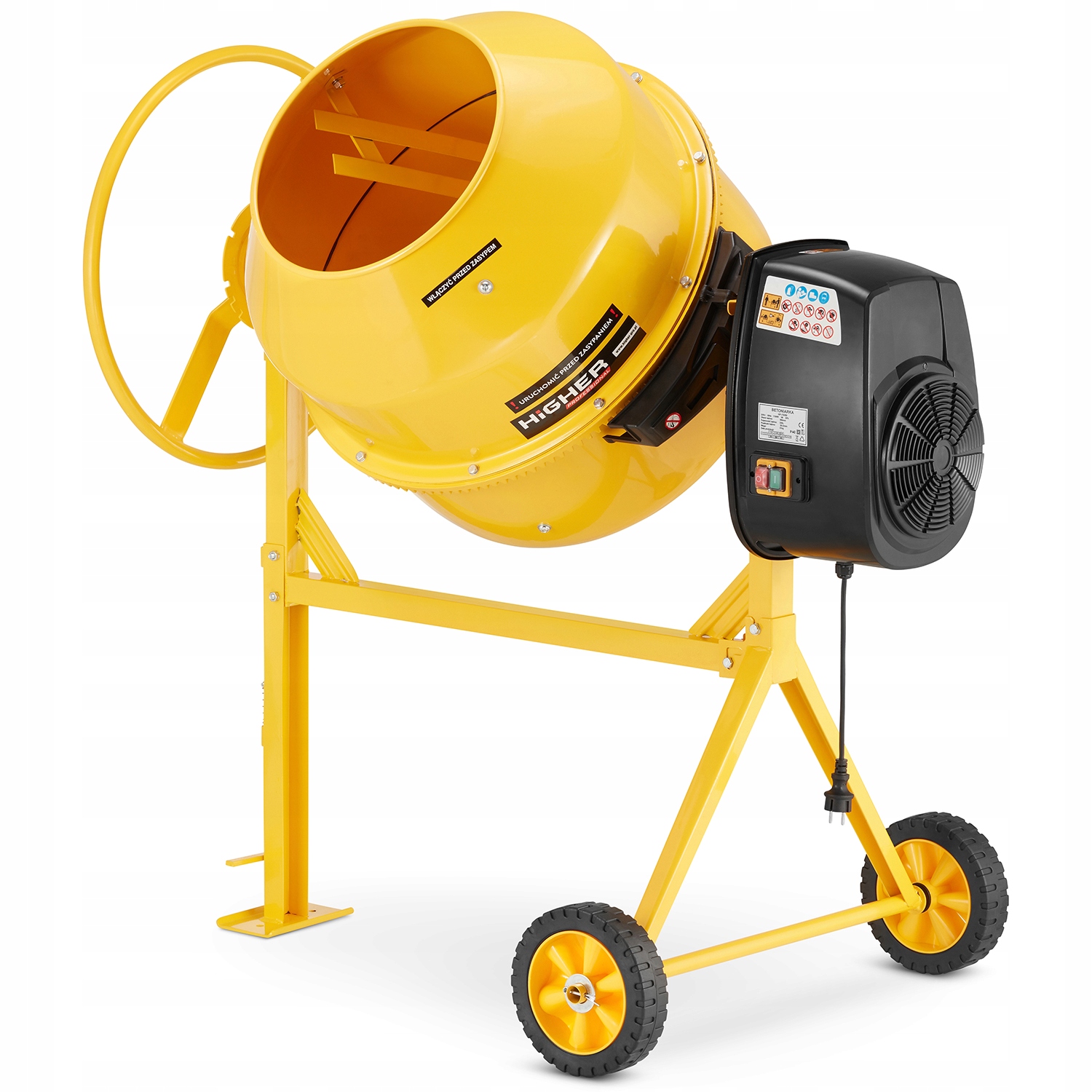 Betoniarka budowlana HIGHER mieszarka 200L 1500W 230V żeliwny wieniec — 2