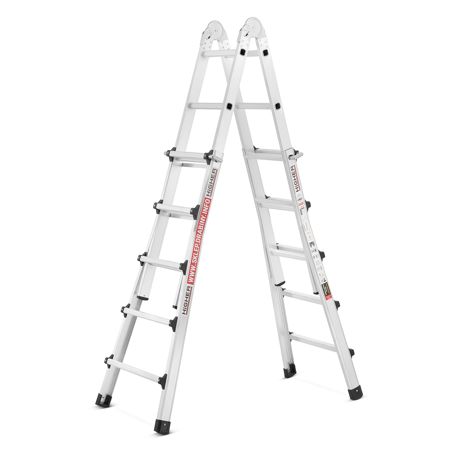 Drabina przegubowa teleskopowa HIGHER Combo 4x5 6,50m — 12
