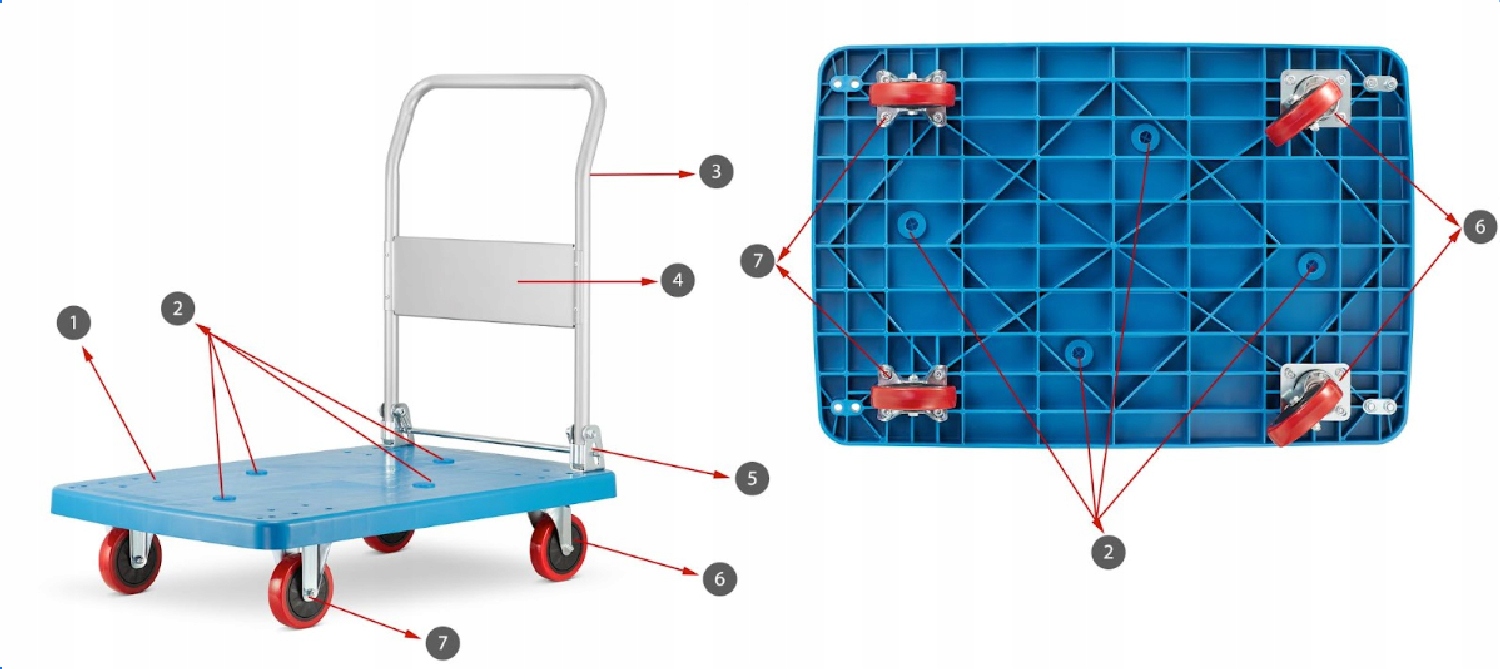Wózek platformowy towarowy składany transportowy magazynowy HIGHER 150kg — 16