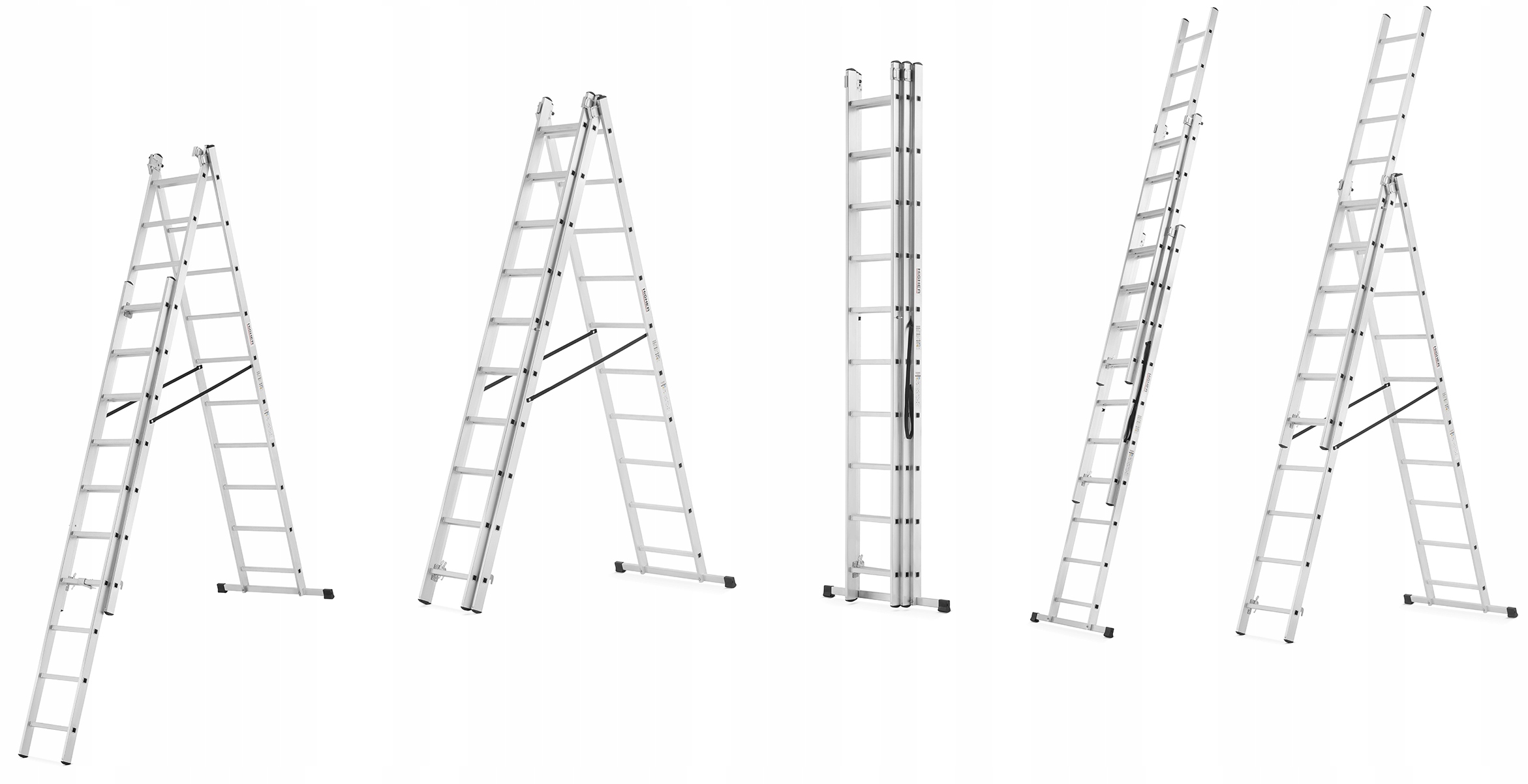 Drabina aluminiowa wielofunkcyjna 3x10 HIGHER uniwersalna BASIC + GRATIS — 4