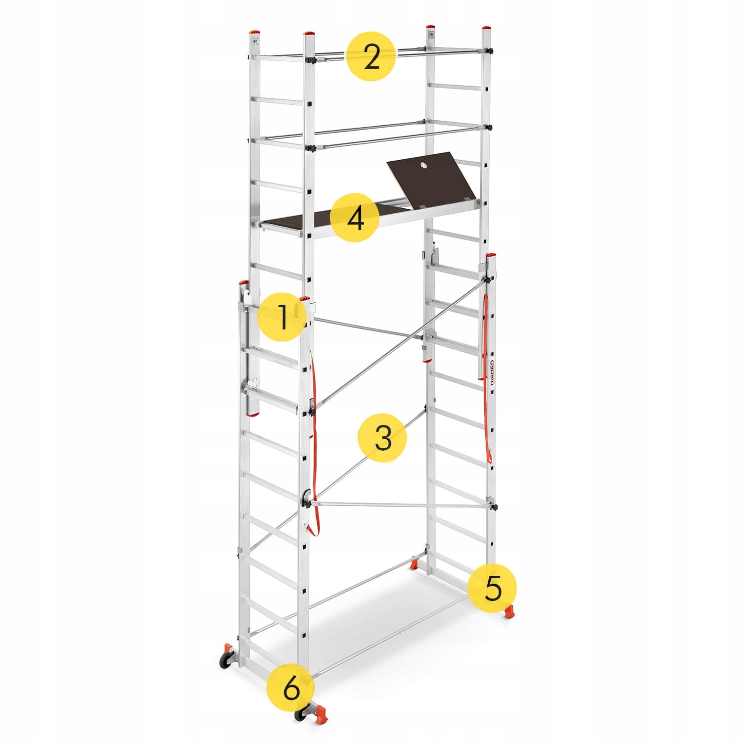 Rusztowanie aluminiowe wielofunkcyjne jezdne składane HIGHER Velly 2x7 — 4